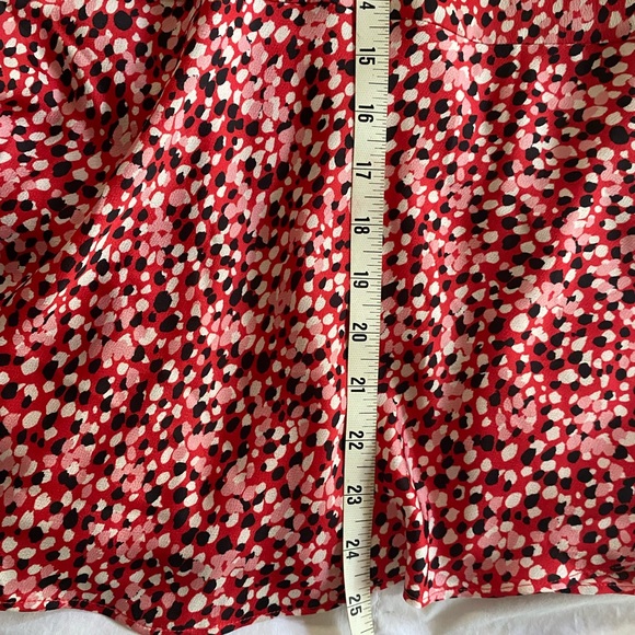 Talbots Skirt Ruffle Hem Pink Red Black Party Work size 14 - Picture 3 of 10
